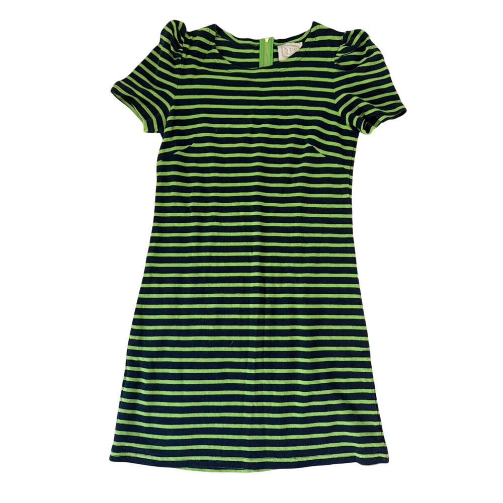 Sail to Sable Navy and Green Striped Dress - Size S